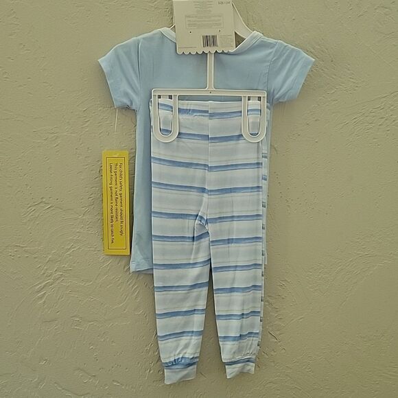 RABBIT MOON 2-PC LIGHT BLUE AND WHITE STRIPED BUNNY PAJAMAS, SZ 12 MONTHS - NEW! - Picture 7 of 7